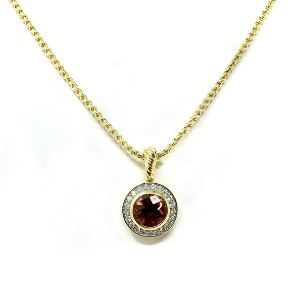 David Yurman Jewelry - 18k Gold Pink Tourmaline Diamond Pendant Necklace